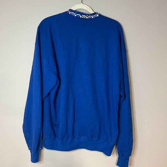 Vintage 90s Puffy Paint Glitter Tropical Fish Cardigan Sweatshirt - Picture 7 of 7